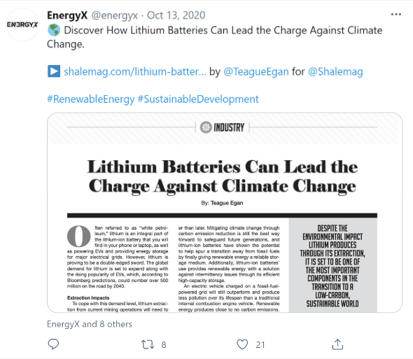 EnergyX Twitter