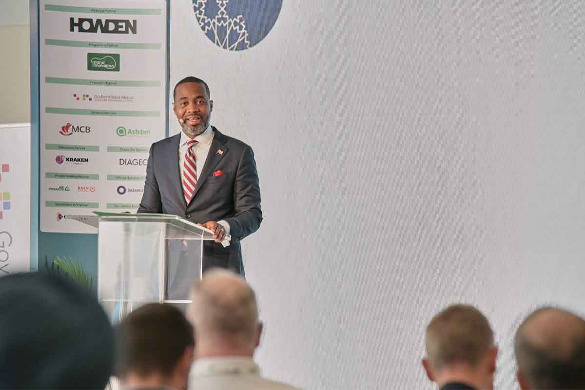 The Honorable Edward David Burt, Premier of Bermuda, addresses attendees at the Island of Hope; Credit: Climate Action
