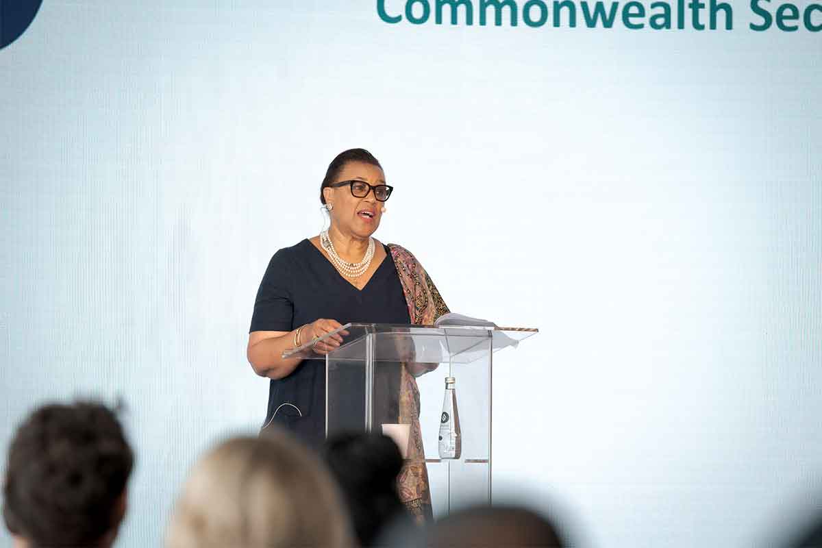 The Right Honorable Dame Patricia Scotland, Commonwealth Secretary-General, delivers an opening keynote on Day 5 of the Island of Hope; Credit: Climate Action